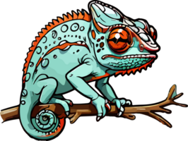 Chameleon Cartoon Illustration AI Generative png