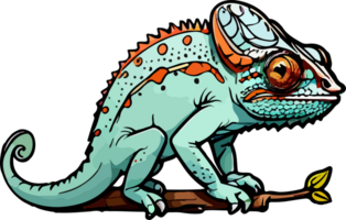 Chameleon Cartoon Sticker AI Generative png