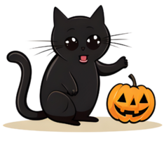 svart katt i halloween. generativ ai. png