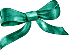 Watercolor green bow. Illustration png