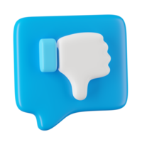 3d render do azul não gostar ícone dentro discurso bolha, social meios de comunicação conceito. png