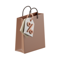 3d render of shopping bag and coupon price tag. png