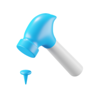 3d icon rendering of hammer and nail isolated background. png