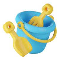 3D render of bucket and shovel toys png