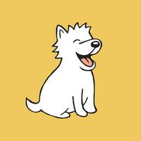 cute drawing of a cheerful dog in doodle style. funny dog, line illustration vector