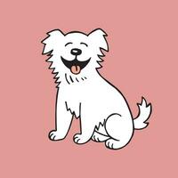 cute drawing of a cheerful dog in doodle style. funny dog, line illustration vector