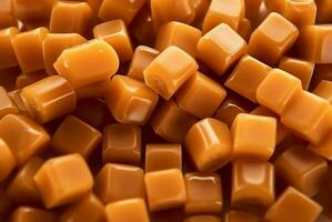 Caramel candies background sweets product. Generate Ai photo