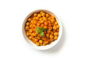 Chickpea curry bowl top view. Generate ai photo