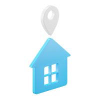 3d icon rendering of house and location pin isolated background. png