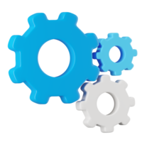 3d render of blue gears icon. png