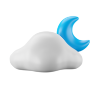 3d icon rendering of cloud and moon, weather forecast. png