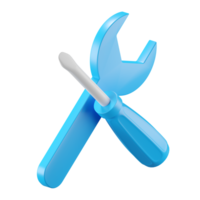 3d icon rendering of screwdriver and wrench isolated background. png