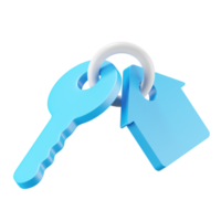 3d icon rendering of key and house isolated background. png