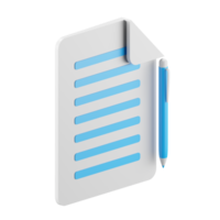 3d icon rendering of agreement paper, contract, document isolated background. png