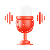 3d rendering of podcast microphone icon. png