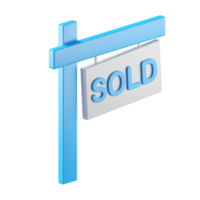 3d icon rendering of sold sign board isolated background. png