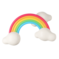 3D render of rainbow and clouds png