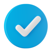 3d render of check mark button icon. png