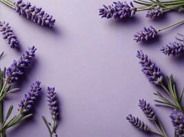 Textured background surrounded by lavender flowers, background image, generative AI photo