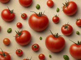 Fresh tomatoes against textured background with space for text, background image, generative AI photo