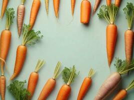 Carrots against pastel background with space for text, background image, generative AI photo