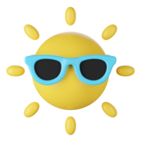 3d render do Sol com oculos de sol png