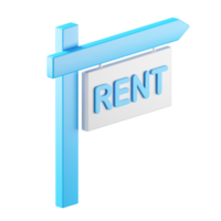 3d icon rendering of rent sign board isolated background. png