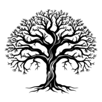 schön schwarz und Weiß Baum Silhouette - - ai generativ png