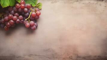 space for text on textured background surrounded by grape fruits, background image, AI generated photo