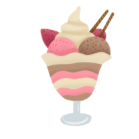 Eis Sahne mit Erdbeere und Sträusel auf oben png