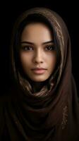 beautiful indonesian female portrait, background image, vertical format, generative AI photo