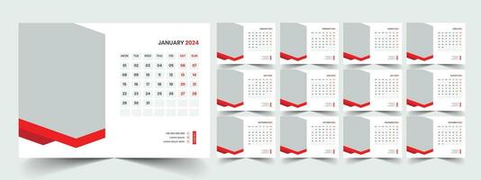 Desk Calendar Template 2024 vector