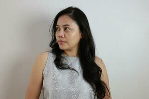 Portrait of a woman on white background, portrait of a person photo