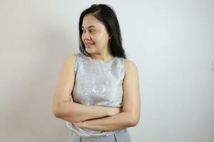 Portrait of a woman on white background, portrait of a person photo