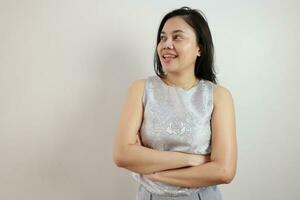 Portrait of a woman on white background, portrait of a person photo