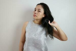 Portrait of a woman on white background, portrait of a person photo