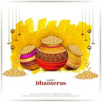 Happy Dhanteras Indian auspicious festival religious greeting background vector