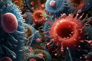 3d ilustración de sangre células en un humano cuerpo, médico concepto, testigo el inmune del sistema lucha en contra patógenos en maravilloso imágenes, ai generado foto