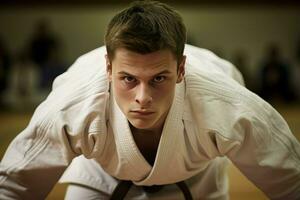 judo de cerca hombre. generar ai foto