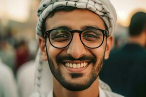 Attractive arab glasses. Generate Ai photo