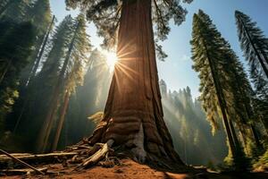 Giant sequoia tree. Generate Ai photo