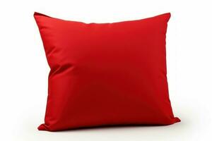 Red bright pillow isolated on white studio shot. Generate Ai photo