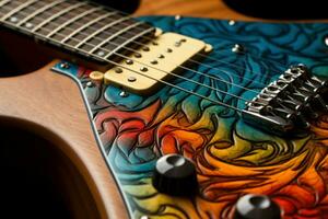 Intricate Closeup guitar. Generate Ai photo