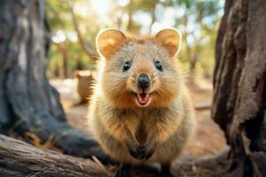 fotogénico linda sonriente quokka generar ai foto