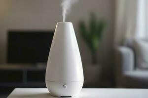 moderno aire hogar humidificador trabajando ionizante. generar ai foto