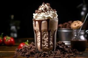 Decadent Chocolate milkshake cream. Generate Ai photo