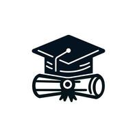 Folded diploma and cap icon. Vector illustration
