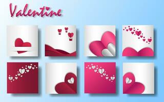 Set of Editable banner template design. Valentines day sale social media. Red background with abstract line shape. Suitable for social media, and banners. Vector design with a photo collage