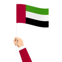 hand innehav förenad arab emirates nationell flagga isolerat transparent enkel illustration png