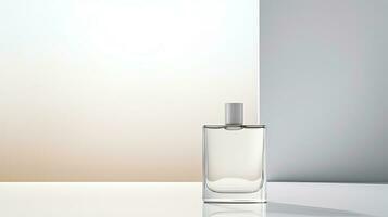 Perfume bottle mockup on white background. Generative AI photo